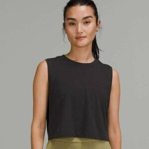 Lululemon All Yours Cropped Cotton Tank Top Black, Size 0